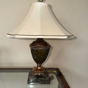 Vintage Frederick Cooper Brass & Marble Urn Table Lamp with Original Shade